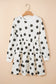 White Polka Dot Printed Long Sleeve Flared Mini Dress