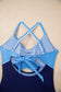 Black Ric Rac Trim Contrasted Patchwork Cutout One Piece Swimsuit