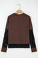 Dark Brown Sheer Lace Patchwork Casual Long Sleeve Tee