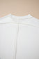 White Textured Knit Exposed Stitching T-shirt
