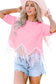 Pink Fringed Sequin Crop T-shirt