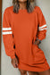 Tillandsia Purple Varsity Contrast Banded Sleeve Shift Sweatshirt Dress