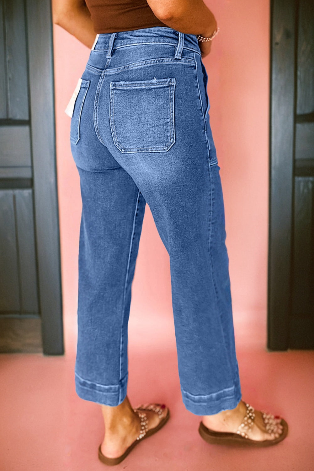 Breen Cropped High Rise Wide Leg Jeans