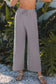 Smoke Gray Solid Corded Knit Short Sleeve T Shirt and Wide Leg Pants Set