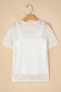 White Solid Color Sheer Mesh Patchwork Short Sleeve Top