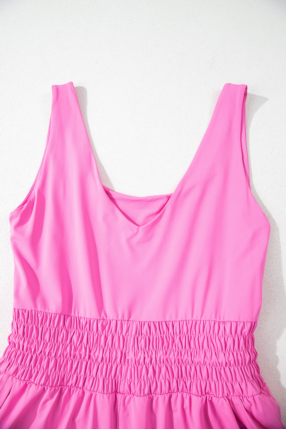 Sachet Pink Plain Sleeveless Loop Drawstring Cinched Waist Romper