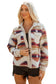 Multicolour Western Aztec Striped Patchwork Double Flap Pocket Raw Hem Shacket