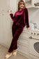 Red Solid Velvet Two Piece Lounge Set