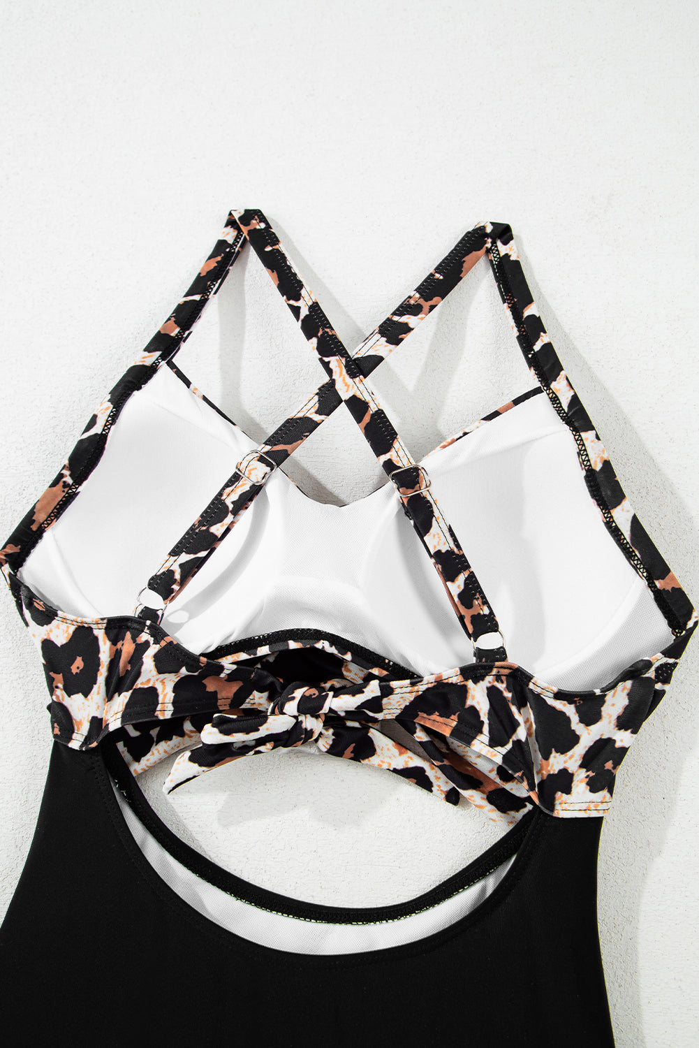 Black 2-tone Crossed Cutout Backless Monokini