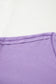 Purple Exposed Seam Half Sleeve Knitted V Neck Textured Top