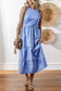 Sepia Rose Ribbed Vest Patchwork Tiered Midi Dress with Pockets