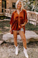 Chestnut 3/4 Sleeve Tunic Babydoll Velvet Shirt