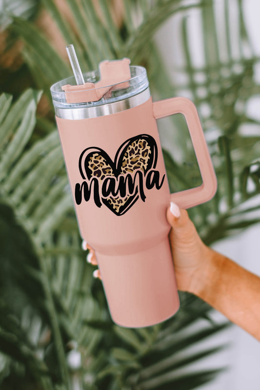 Pink MAMA Leopard Heart Stainless Steel Insulated Cup