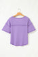 Purple Exposed Seam Half Sleeve Knitted V Neck Textured Top