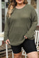 Moss Green Plus Size Textured Knit Long Sleeve Top