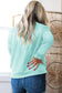 Iceland Blue 3D Ribbed Texture Contrast Patched Pocket Long Sleeve Top