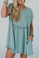 Dusty Pink Corded Knit Textured Patched Pocket Frilled Swing Mini Dress with Pockets