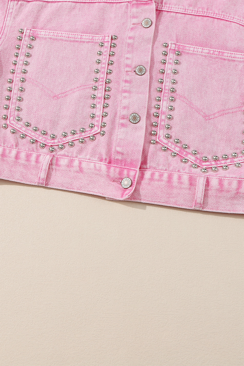 Pink Rivet Studded Denim Jacket