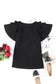 Black Plain Tiered Ruffled Short Sleeve T Shirt