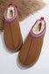 Chestnut Suede Contrast Print Round Toe Plush Lined Flats