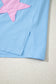 Aruba Blue Frayed Denim Star Patched Oversize T Shirt