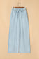 Beau Blue Light Wash Contrast Trim Center Seam Drawstring High Waist Wide Leg Denim Pants