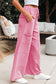 Black Mineral Wash Exposed Seam Drawstring High Waist Wide Leg Cargo Pants