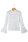 White Lace Crochet Bell Sleeve Mock Neck Blouse