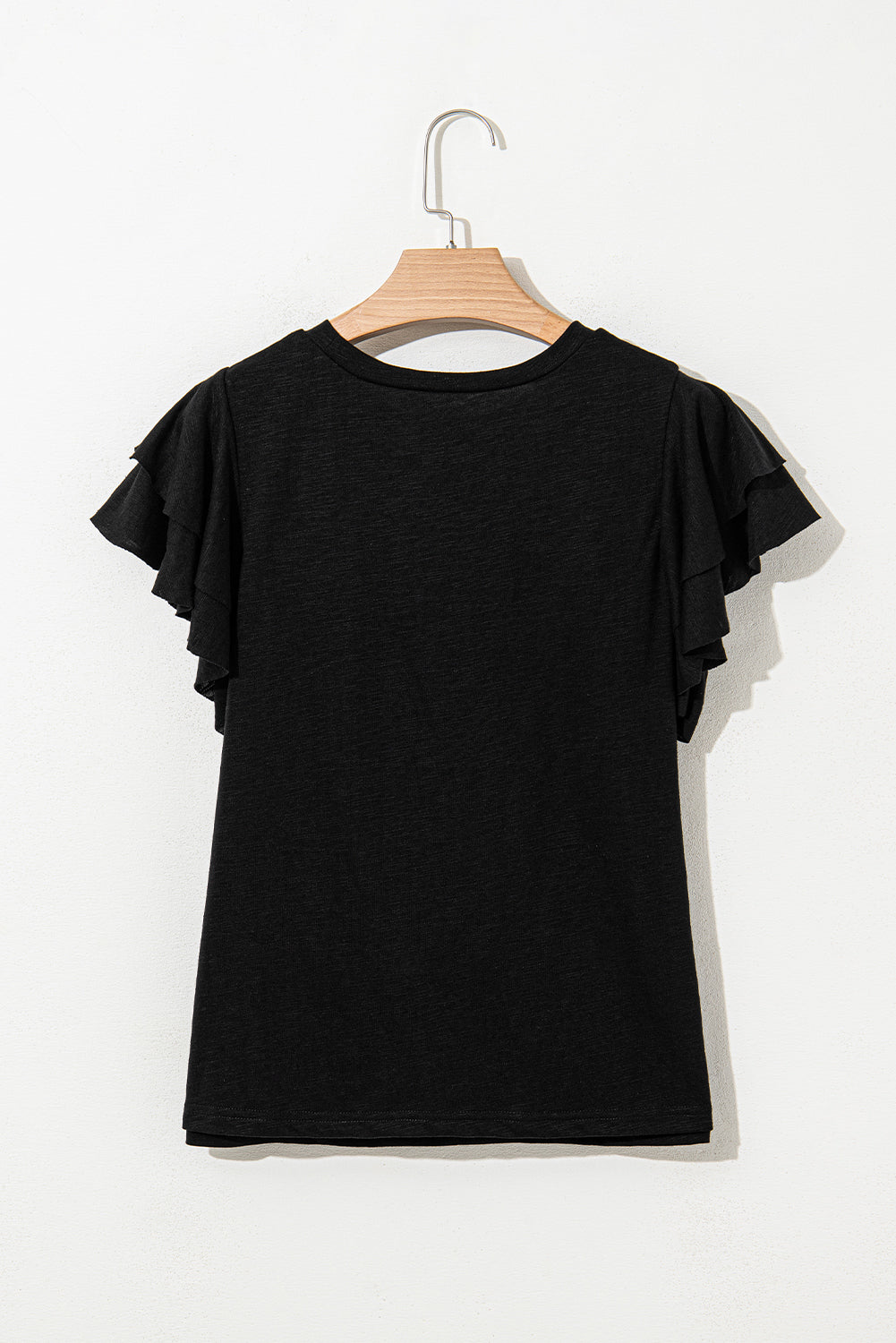 White Layered Ruffle Short Sleeve Round Neck Top
