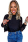 Black Rhinestone Embellished Mesh Long Sleeve Top