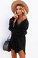 Blue Corduroy Shirt Style Full Button Long Sleeve Shift Mini Dress