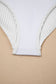 White Textured Contrast Banding Bikini High Waist 2pcs Swimsuit