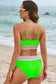 Green Striped Patchwork Spaghetti Strap High Waist Bikini Swimsuit