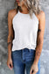 White Solid Color Crew Neck Tank Top