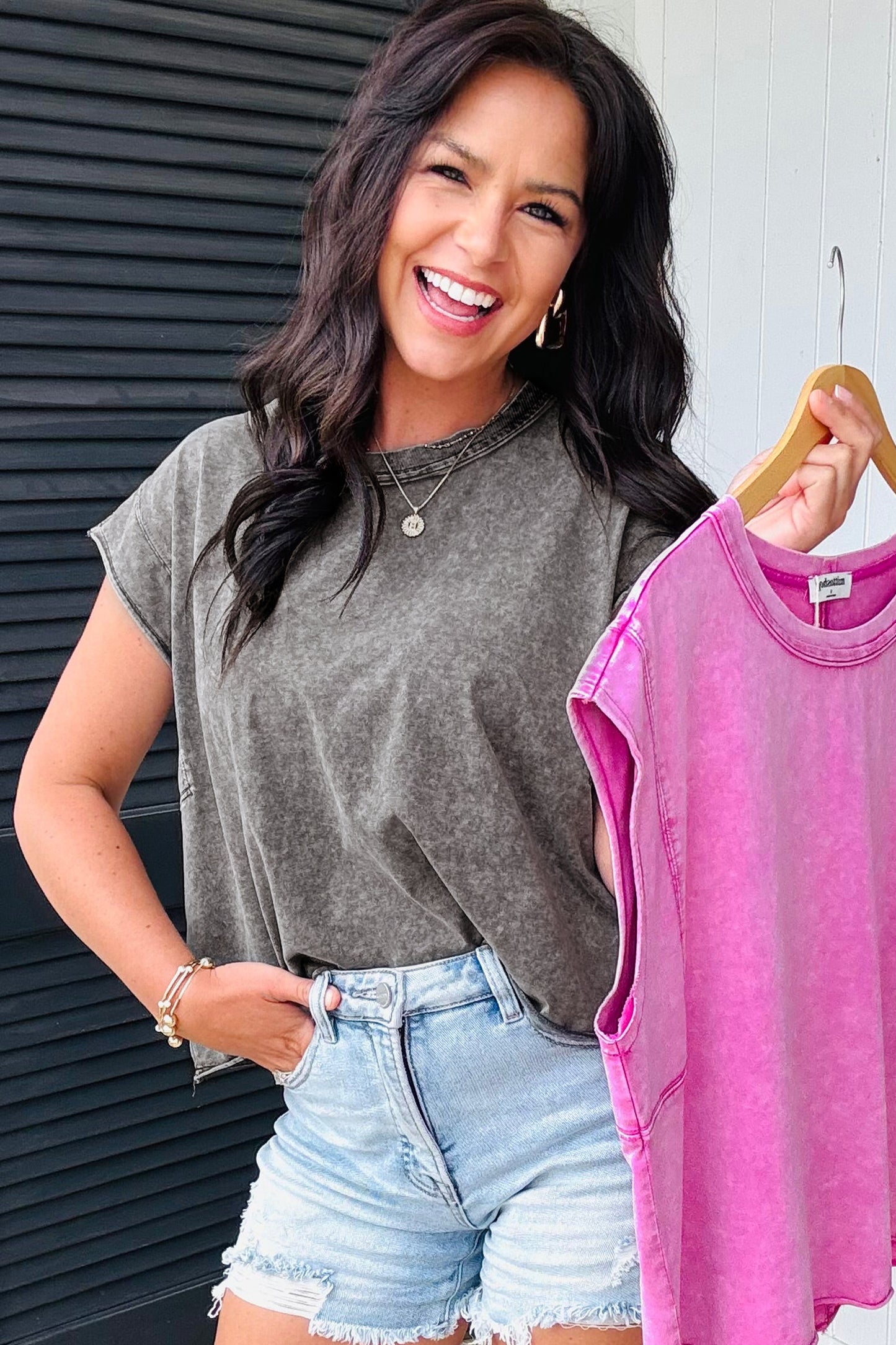 Medium Grey Mineral Wash Boxy Fit Cotton Tank Top