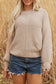 Parchment Mixed Texture Patchwork Knitted Puff Sleeve Sweater