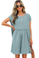Dusty Pink Corded Knit Textured Patched Pocket Frilled Swing Mini Dress with Pockets