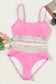 Green Striped Patchwork Spaghetti Strap High Waist Bikini Swimsuit