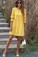 Yellow Shirred Cuffs Short Swing Dress