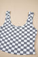 Black Checkered Print U Neck Cropped Tank Top