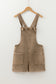 Light French Beige Solid Color Knot Straps Denim Romper with Pockets