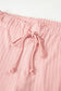 Gossamer Pink Ribbed Button V Neck Tank Top and Shorts Set