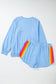 Black Striped Accent Pullover and Shorts Two Piece Casual Set