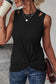 Black Rib Knit Cut-out Front Twist Tank Top