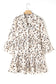 Khaki Leopard Print Buttoned Front 3/4 Sleeve Tiered Ruffled Hem Dress