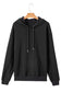 Black Fleece Lined Kangaroo Pocket Drawstring Chunky Hoodie