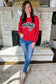 Fiery Red Merry Script Holiday Christmas Graphic Sweatshirt