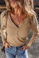 Black Long Sleeve Buttons V Neck Slim Fit Top