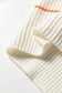 White Colorful Striped Detail V Neck Drop Shoulder Baggy Sweater