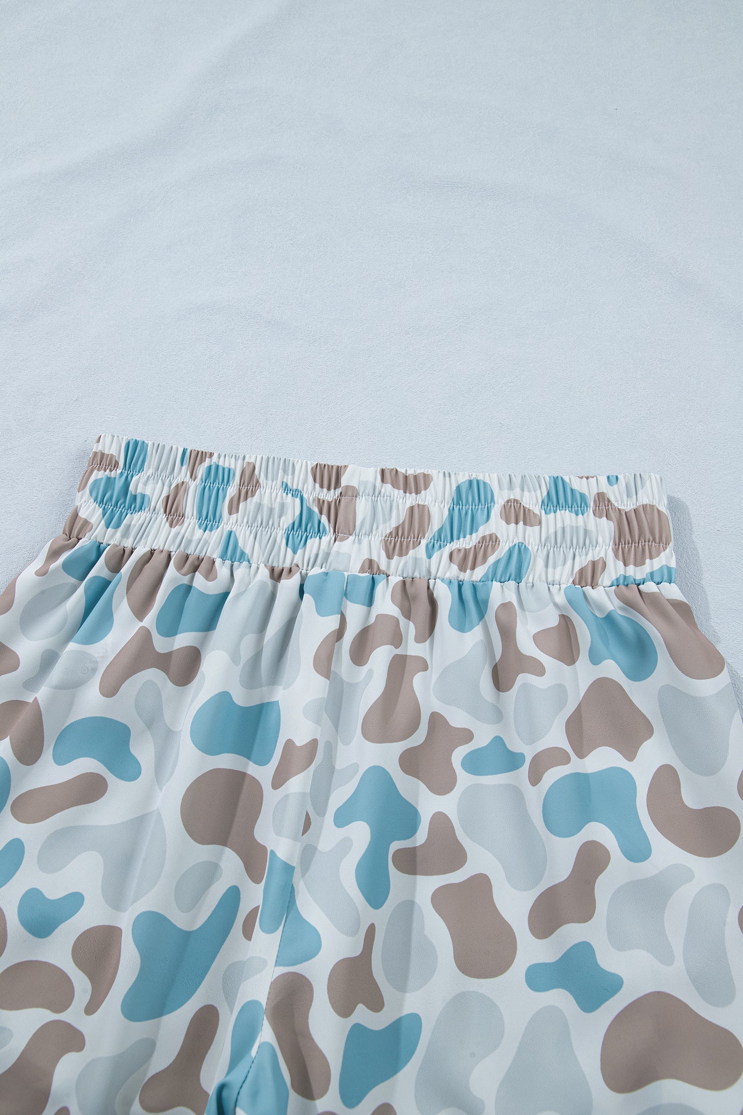 Multicolour Camouflage Print Shirred High Waist Athleisure Shorts